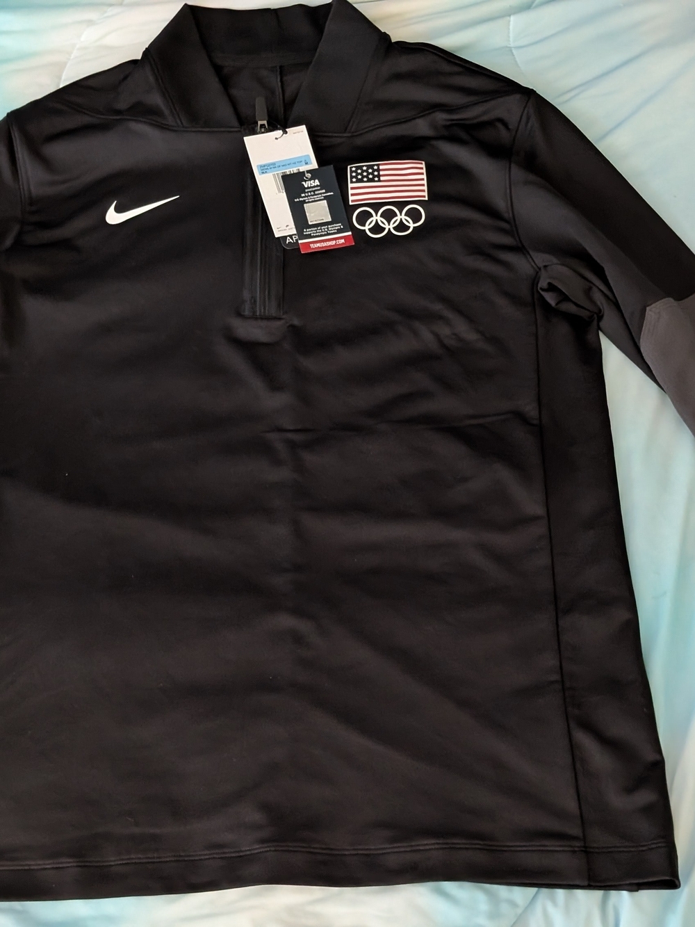 Nike Men’s Black Olympic Logo Quarter-Zip Lightweight Jacket